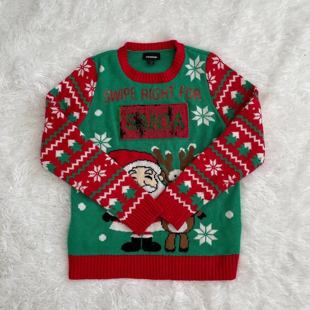 Joe Boxer Christmas Santa Claus Red and Green Sweatshirt Large